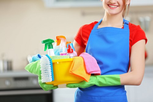 High-touch surface sanitizing during office cleaning in Belsizepark