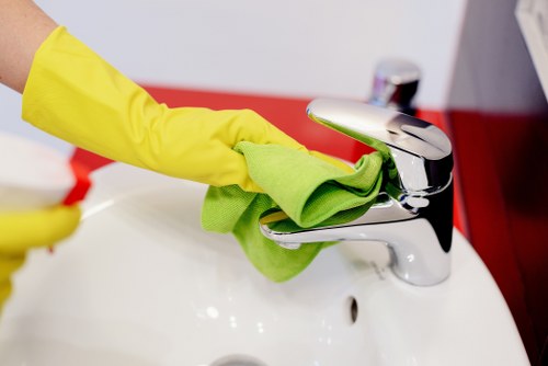 Professional cleaner starting work in a bright Belsize Park home