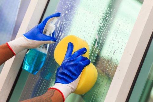 Staff member receiving cleaning safety training
