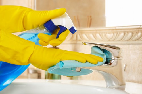 Protective gloves and cleaning equipment used for safe work