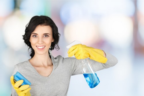 A cleaner maintaining a fresh office environment