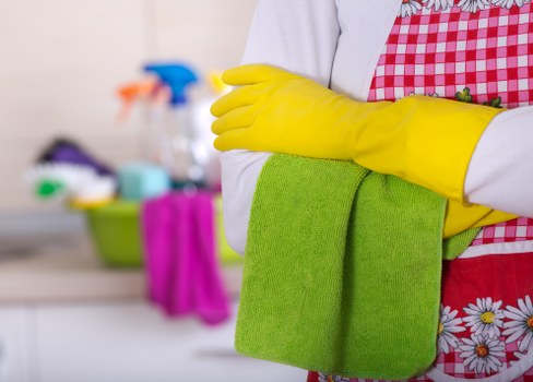Waste separation and responsible disposal during a cleaning service