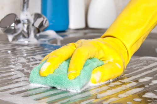 Professional cleaner carrying out a domestic cleaning task